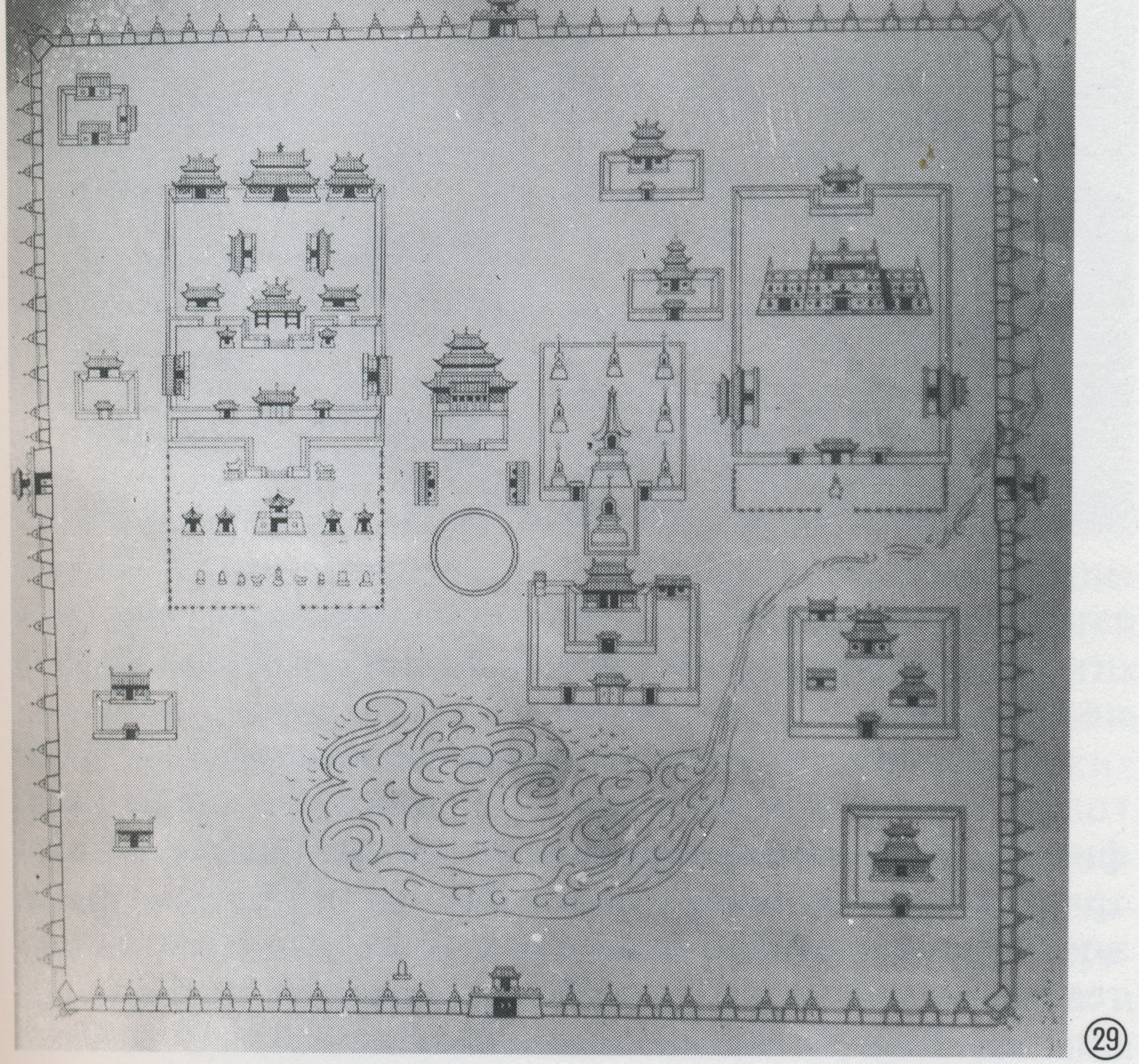 The plan and sketch of Erdene Zuu. Tsültem, N., Mongolian Architecture. Ulaanbaatar 1988, Intro 29